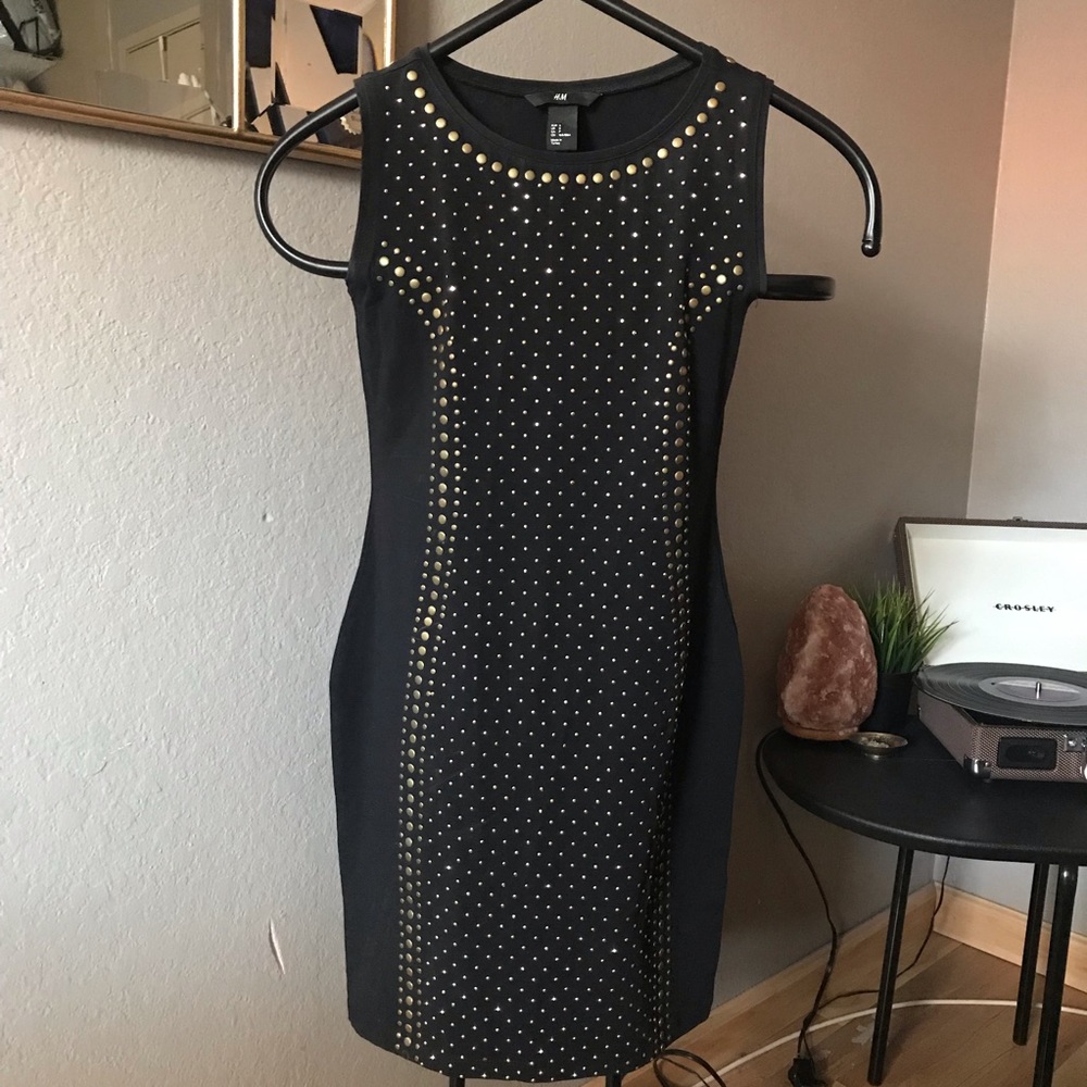 Black studded bodycon dress✨